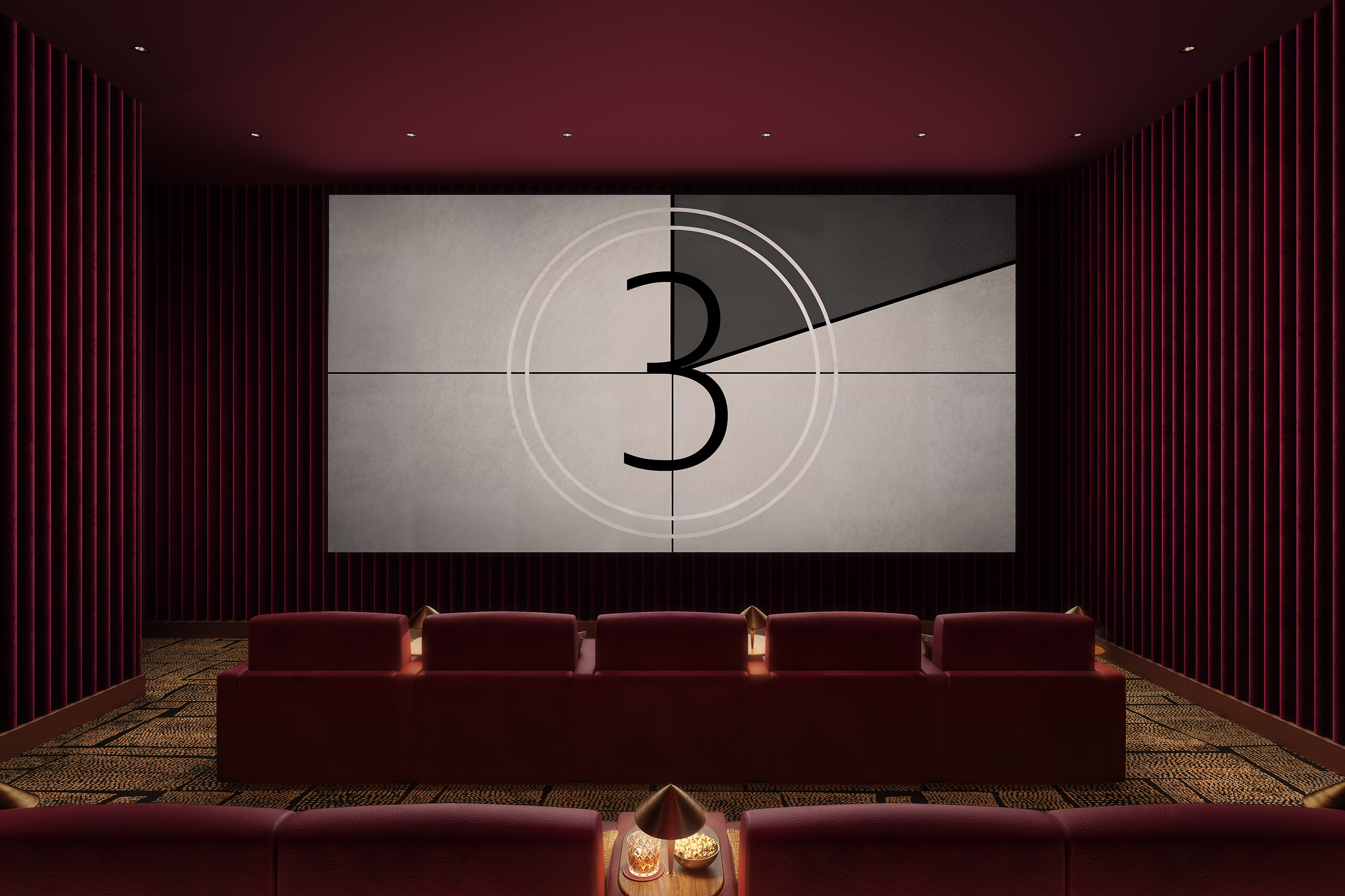 Screening room amenity at The Willow Residences in Gramercy, NYC.